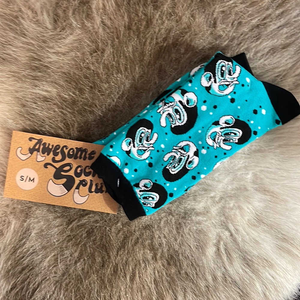 NWT Awesome Socks Club Socks - Max Mahn Design - March 2023 - Size S/M